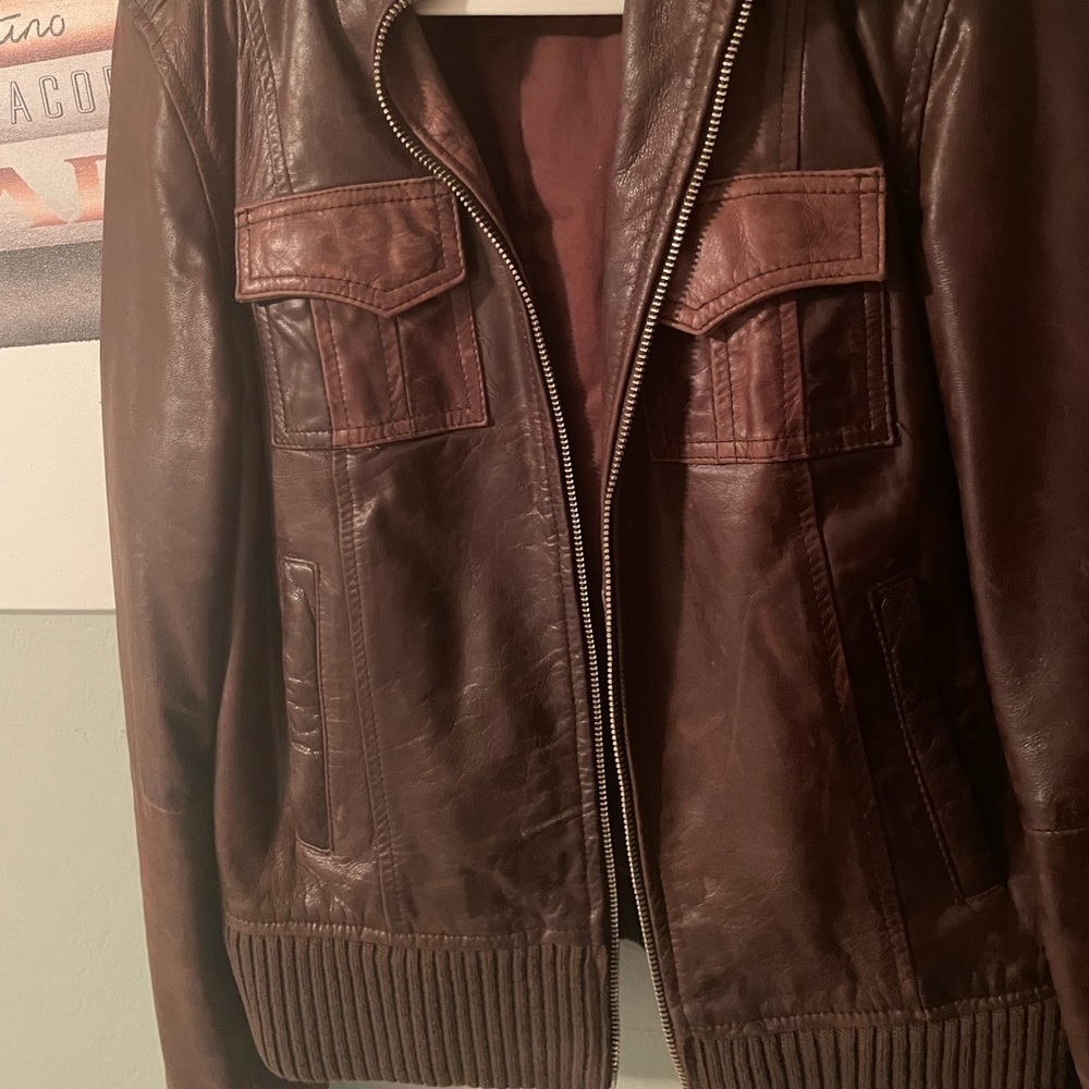 Bershka brown leather jacket
